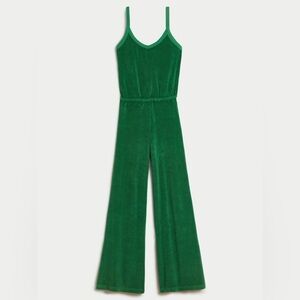 New Suzie Suzi Kondi Elma Flare Jumpsuit M Bottle Green Velour